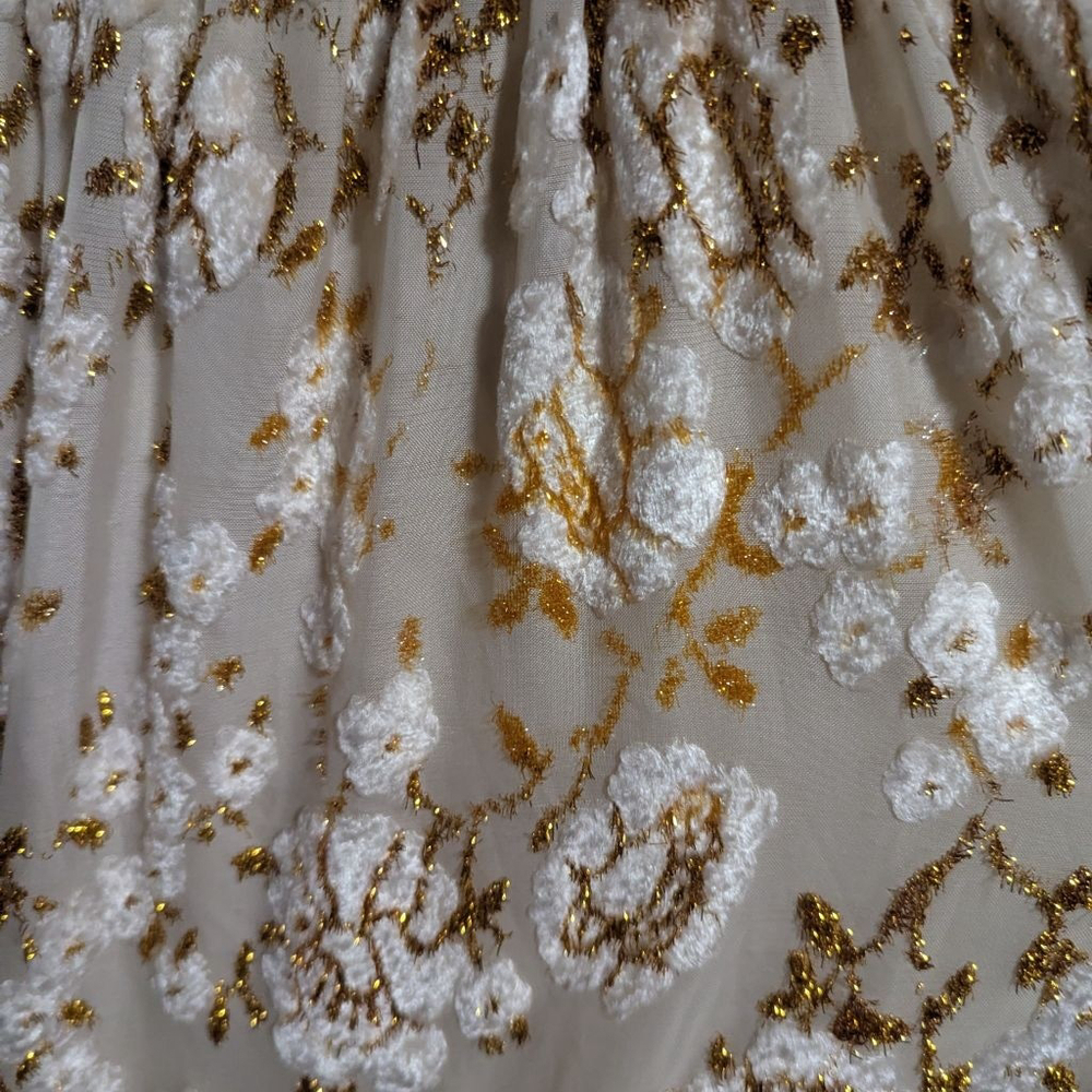 Hemant & Nandita Inara Flocked Lurex Chiffon Long Dress - Medium - See Notes - Picture 10 of 16